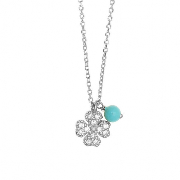 Necklace in silver 925 rhodium plated with white zirconia - Simply Me