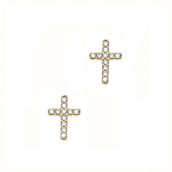Earrings in silver 925 gold plated with white zirconia - Simply Me