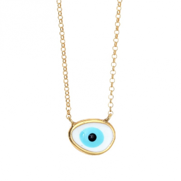 Necklace silver 925 gold plated, with enamel evil eye - Wish Luck