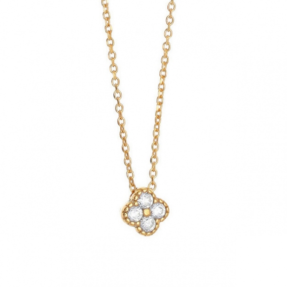 Necklace silver 925 gold plated with white zirconia - Simply Me