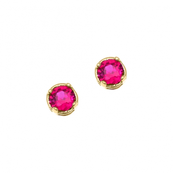 Earrings in silver 925 gold plated with red zirconia - Simply Me