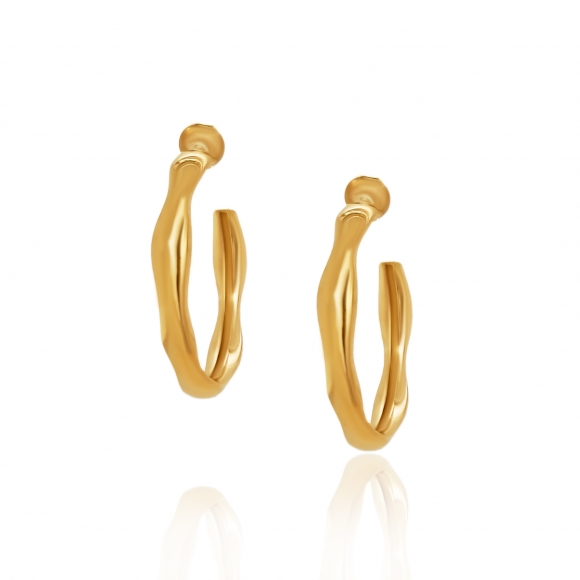 Earrings silver 925 yellow gold  plated ( 2.5cm) - Funky Metal