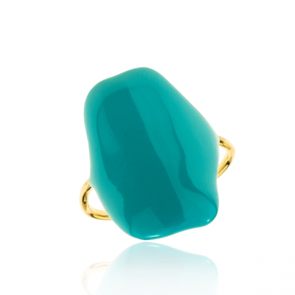 Ring silver 925 yellow gold plated with enamel - Color Me