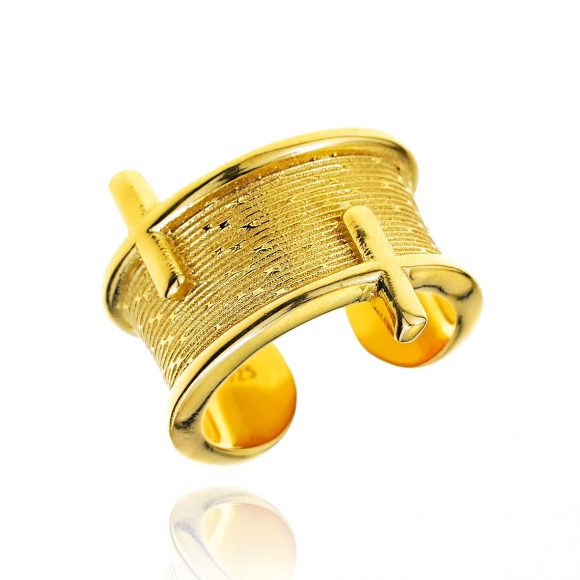 Ring silver 925 yellow gold plated - Funky Metal