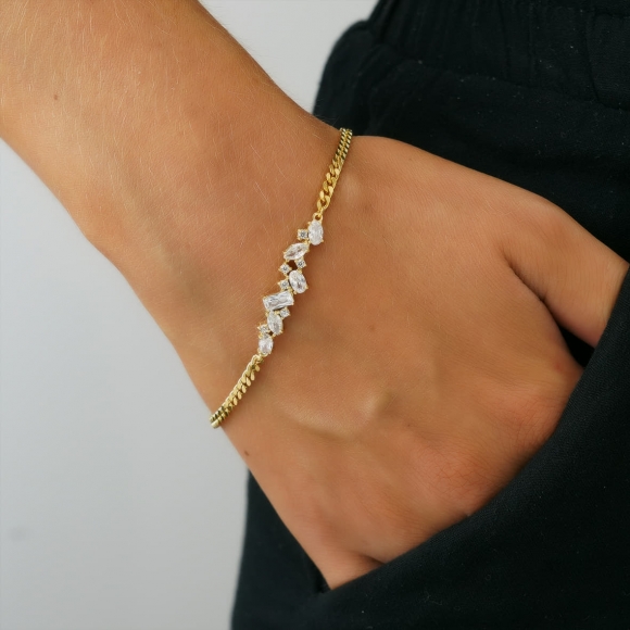 Bracelet silver 925 yellow gold plated with zirconia - WANNA GLOW