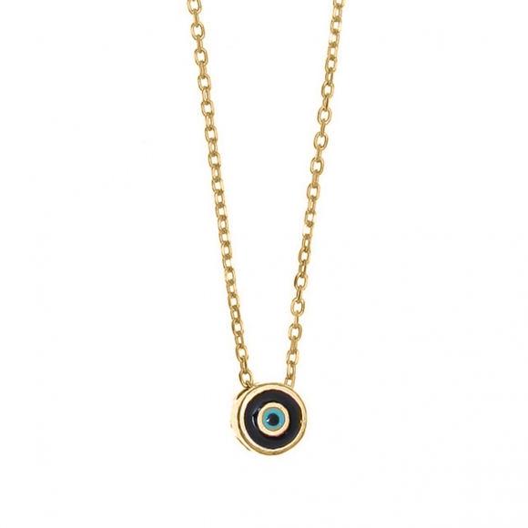 Necklace silver 925 yellow gold plated with enamel evil eye - Wish Luck